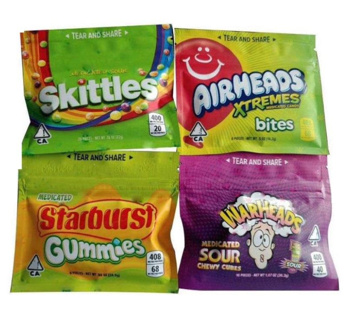 

400MG 408MG Gummies WARHEADS Airheads Xtremes Medicated Sour Rainbow Gummy Bag Bites Seattle Edibles Zipper Pafiyk