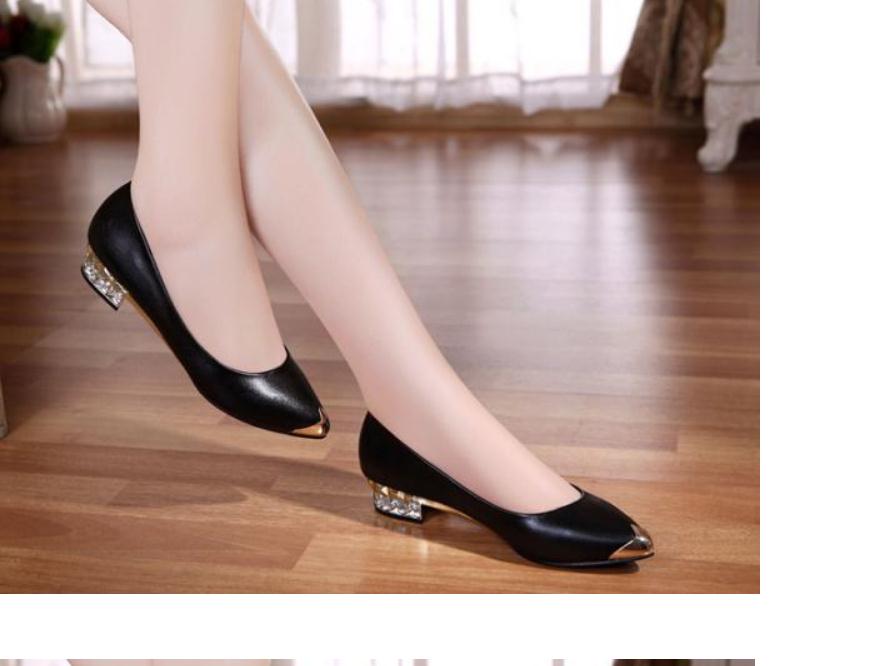 

spring and autumn with new style fashion low heel pointed end womens shoesolm50, Black