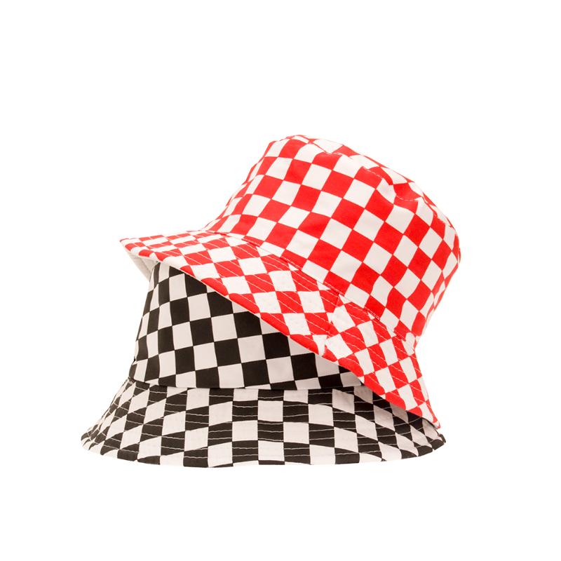 

2021 Grid Hat Fisherman's Hat Summer Outdoor Beach Sun Sun Cool Check Double-faced Art Woman Check, White