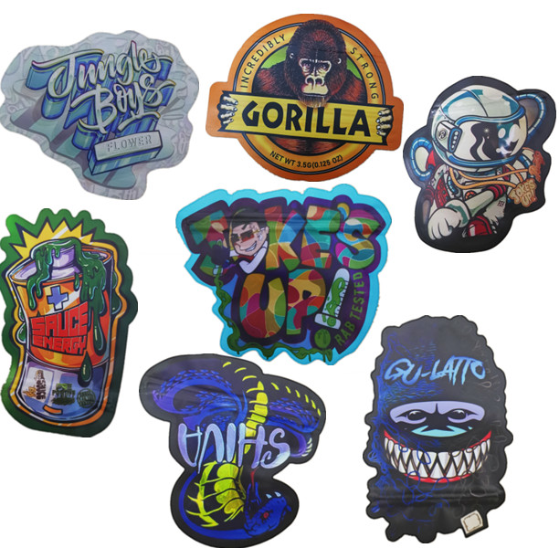 

2022 March latest arrival irregular shape mylar bag diecut jungle boys gorilla backpack boyz jokes up round edible flower pacakge 3.5 custom