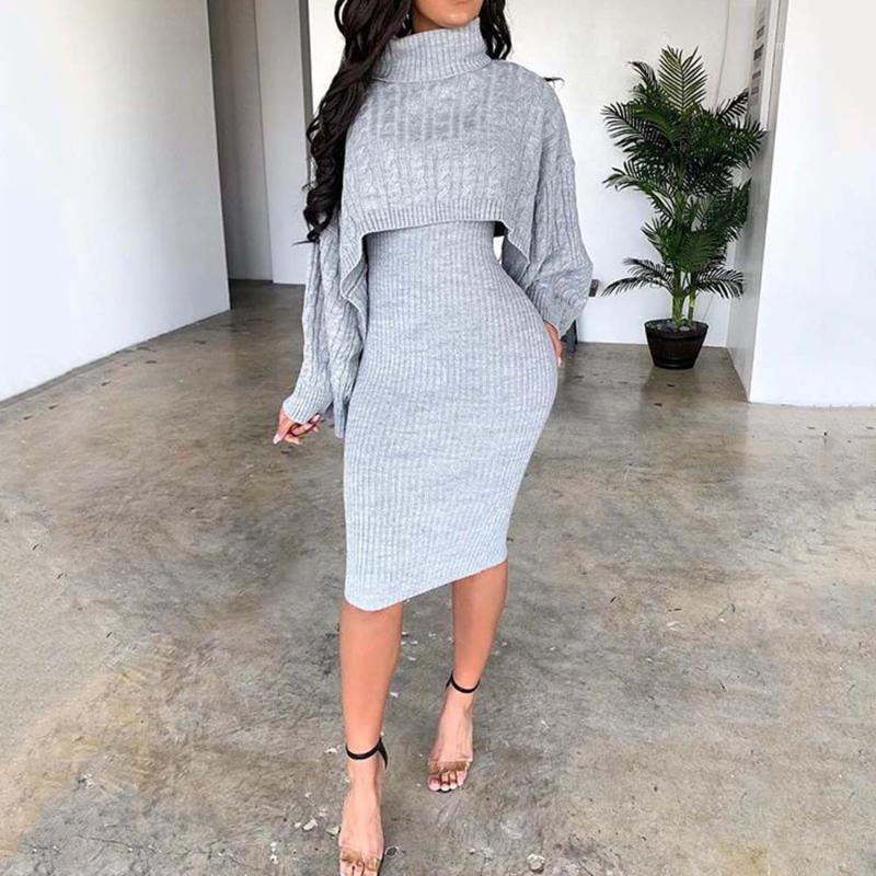 

Two Piece Sets Turtleneck Spring Sweater Dress Women Fashion Warm Autumn Long Sleeve Sexy Bodycon Plus Size Midi Knitted Dress1, Red
