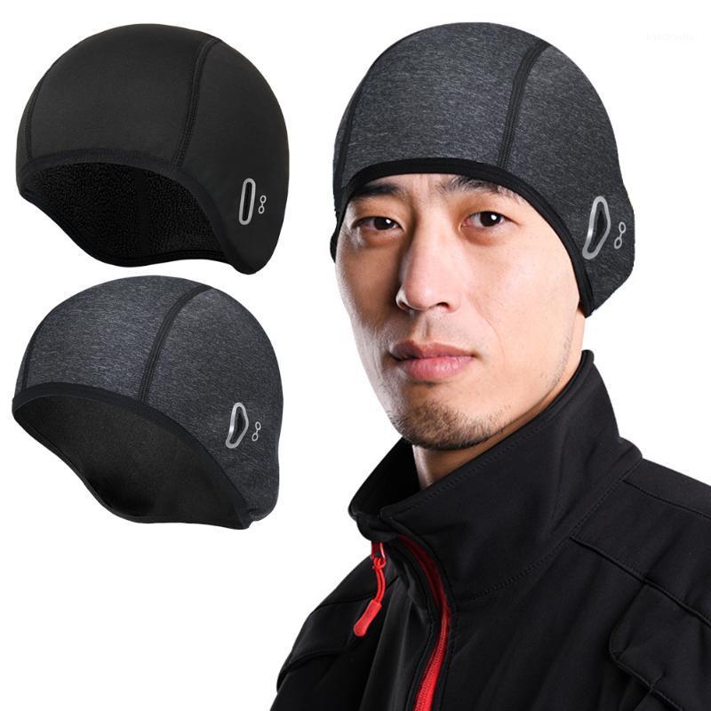 

Winter Warm Fleece Ski Cap Outdoor Sports Running Windproof Hat Men Women MTB Bike Cycling Headwear Winter Men Cycling Cap1, Black