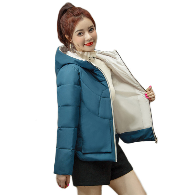

2021 New New winter down short-cut cotton jacket Korean irregular wear long anti-cold sleeve women's parka jackets, Black