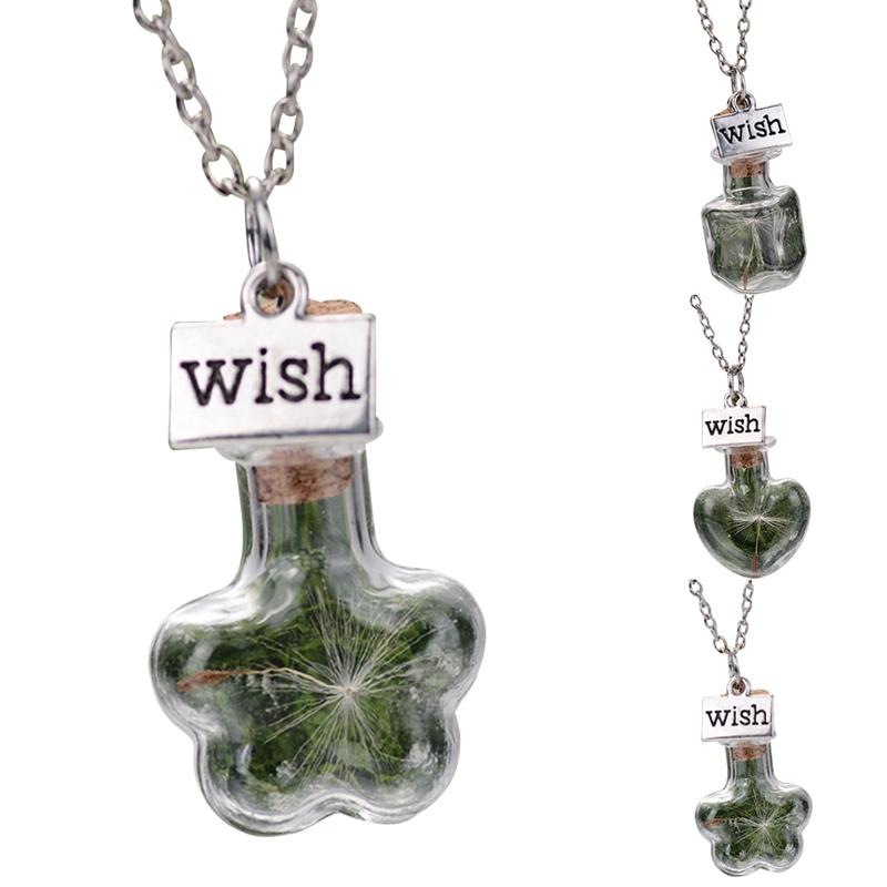 

Dandelion Pendant Necklace Creative Chain Necklace Dandelion Wish Clear Glass Jar Pendant Jewellery