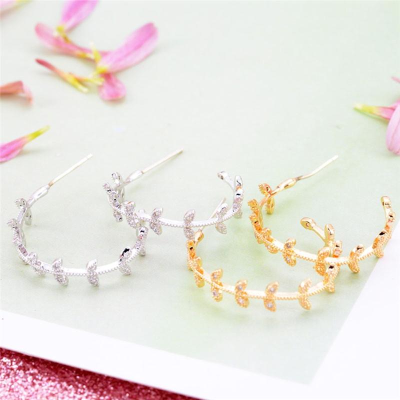 

Pinksee 2021 Personality Flower Leaves Earrings Gold/Silver Color Circle Hoop Earrings For women Charm Jewelry Birthday Gift