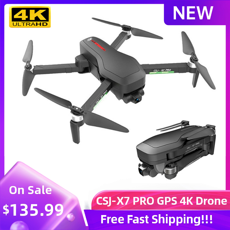 

CSJ X7 PRO GPS Drone with Camera 4K 5G Wifi 2-axis Gimbal Brushless RC Quadcopter Optical Flow Positioning Foldable RC Drone, 1battery