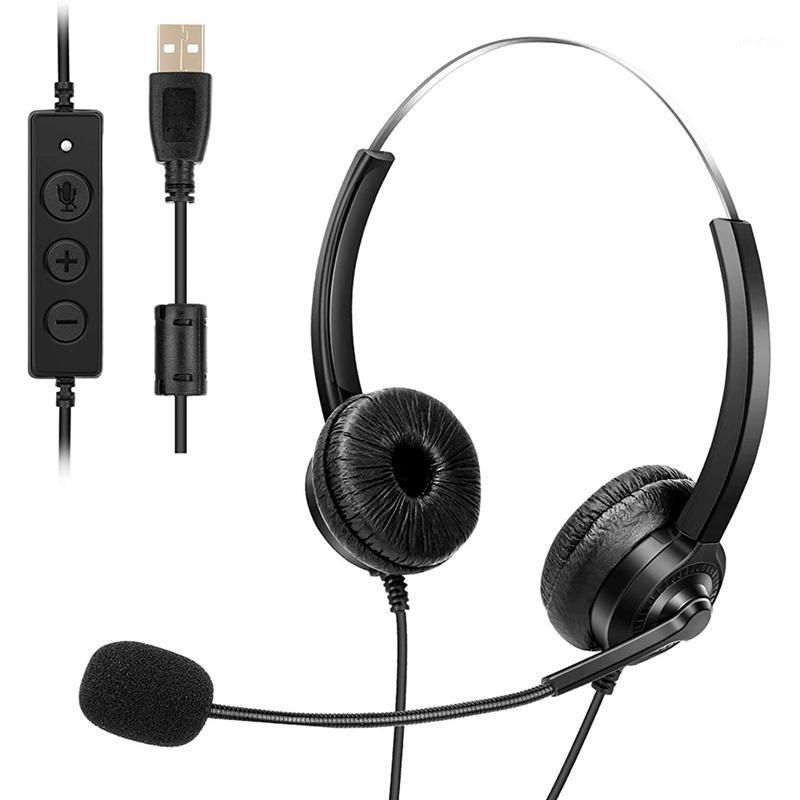 

USB Headset with Microphone PC Headset Headphone with Microphone Call Center o Controls1, Black