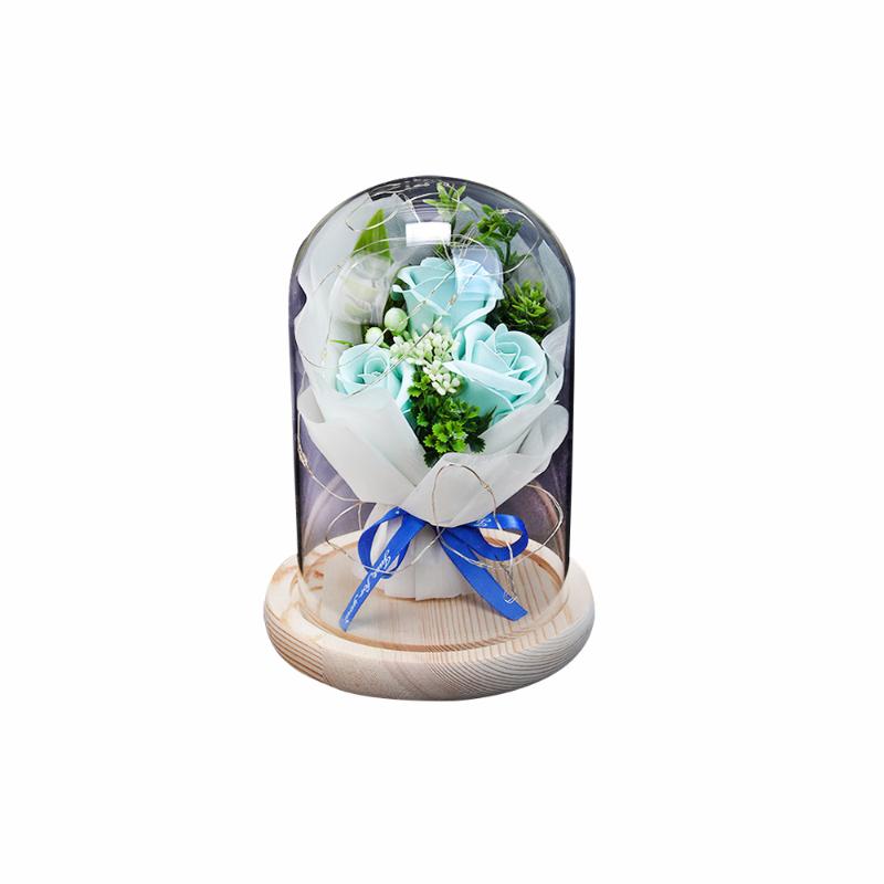 

Everlasting Flower Glass Lampshade Led Luminous Gift Box Valentine'S Day Gift For Girlfriend And Girlfriend Birthday, Blue