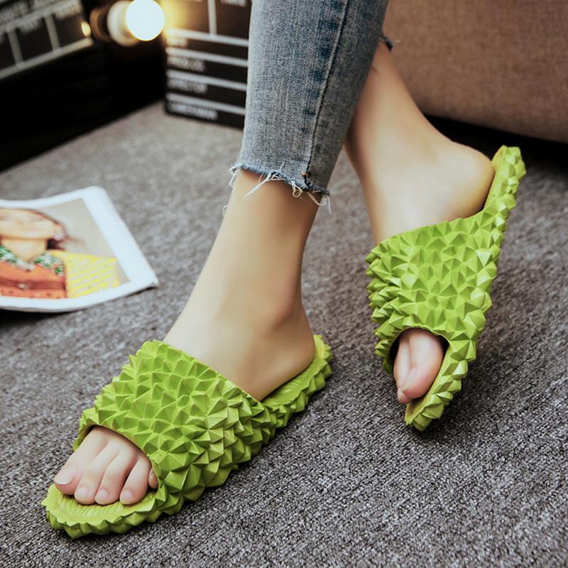 

Summer Flip Flops For Women Slippers Fashion Funny Durian Shoes Casual Solid Women's Slippers Outdoor Beach Slides Sandals, Yellow
