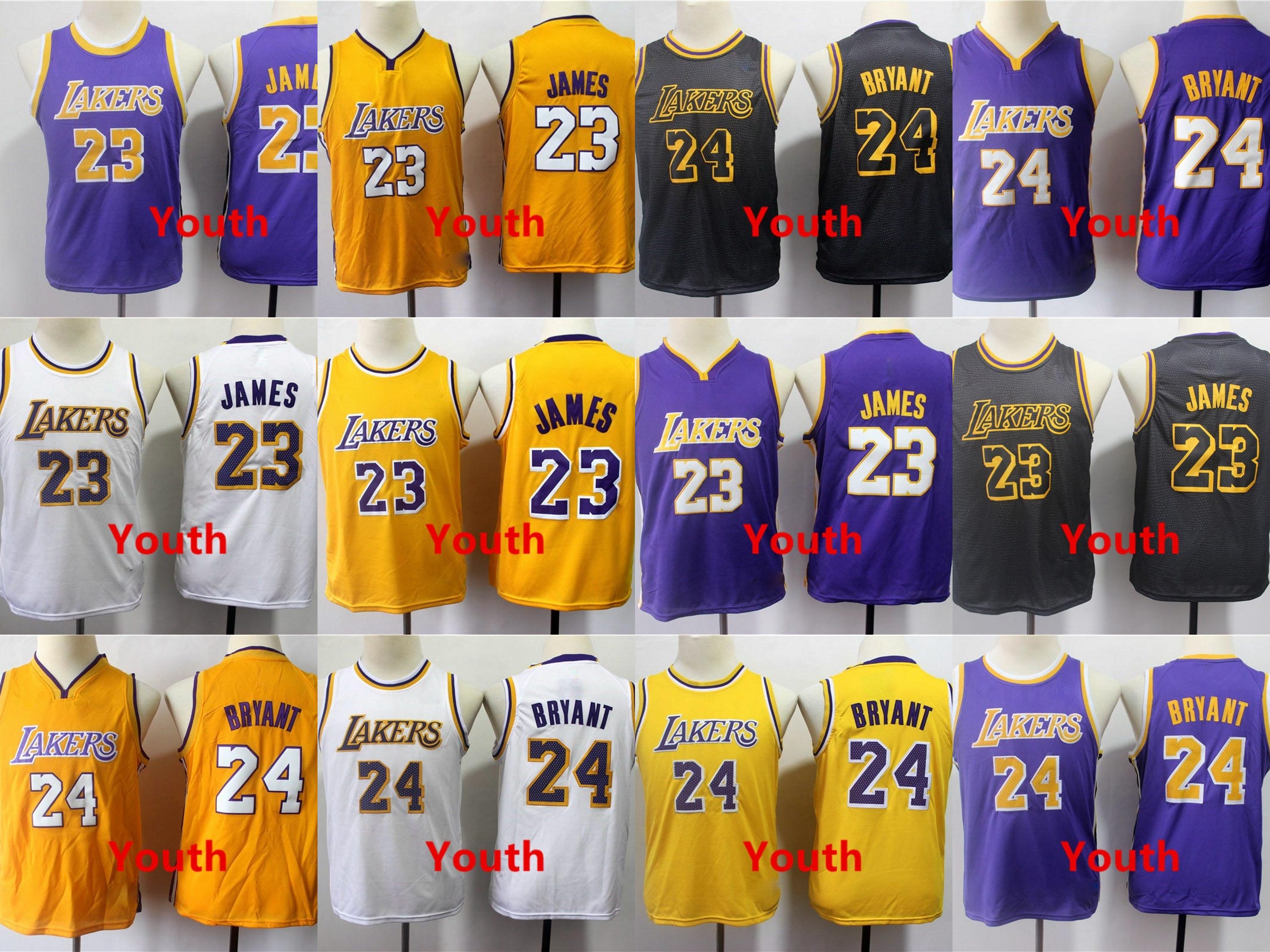 

Youth Los Angeles Lakers Kobe Bryant LeBron James Fanatics Branded Fast Break Yellow Authentic NBA Icon Jersey, Black