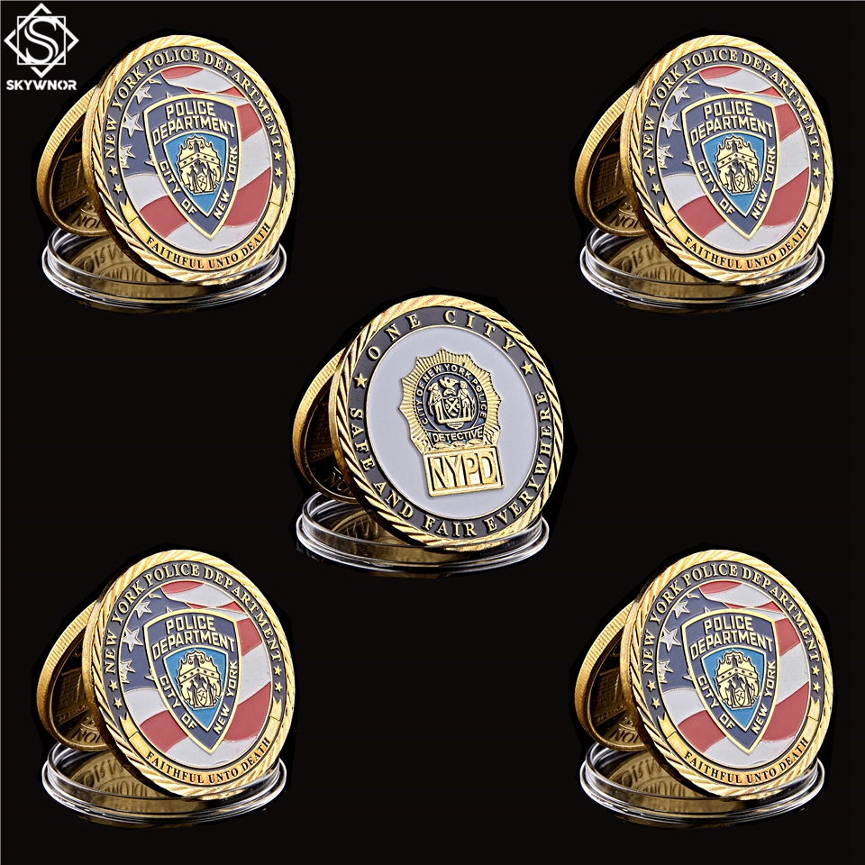 5PCS/Lot Police Challenge Coin Craft NY City Sacrifice Army Gold Plated Souvenir Badge-image-591745593