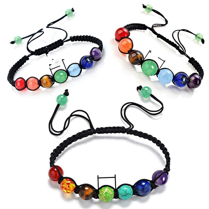 

Natural Stone Weave Bracelet Fashion Colorful Chakra Beads Jewelry Turquoise Man Women Bracelets Yoga Energy 1 99cc K2B, Black