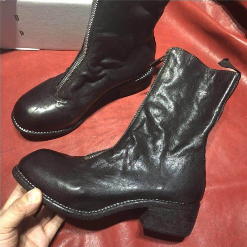 

guidi310 female horse hide leather soles short boots boots PL1 before restoring ancient ways zipper do old, Black