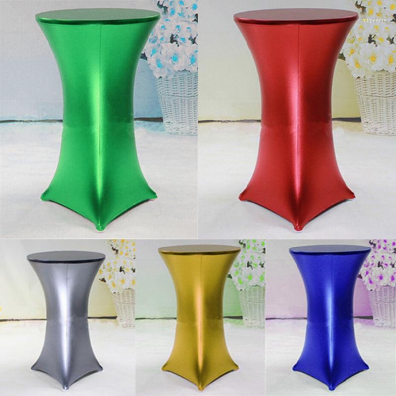 

7 Colors Bronzing Metallic Cocktail Table Cover Stretch Spandex Table Cloth Out Door Wedding Event Party Decoation1, Red