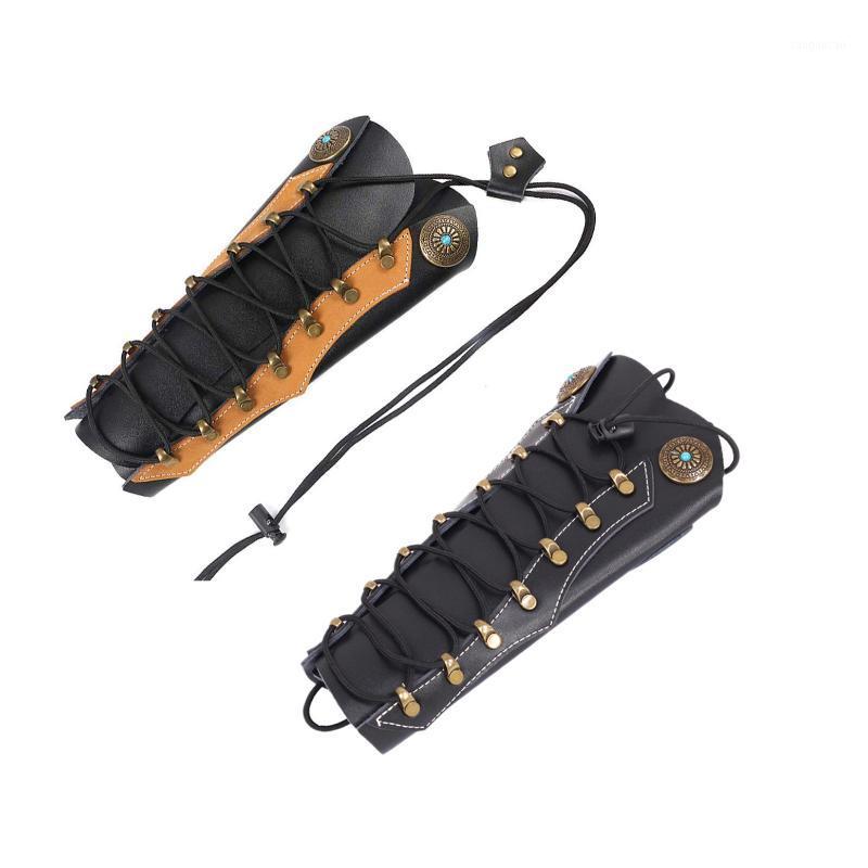 

Cowhide Archery Arm Protector Guard for Hunting with Hardware Fasteners Outdoor Hunting Recurve Bow Sport1, Black