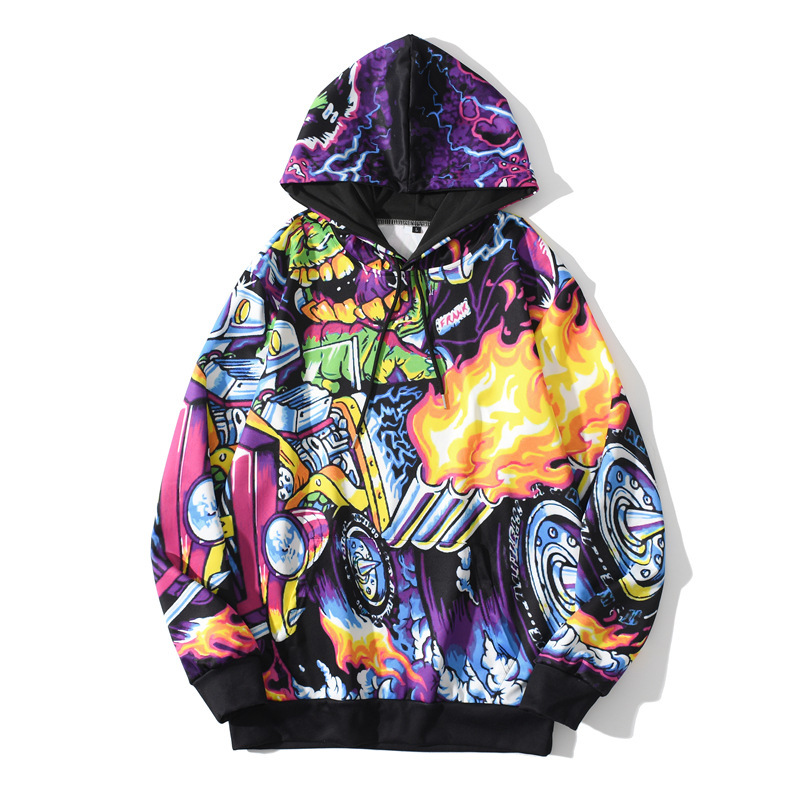

2021 and American European Style Harajuku Ulzzang Male Fashion Complete Hip Hop Printed Hoodie Ins Hong Kong Nostalgic Retro h Xcns, Red