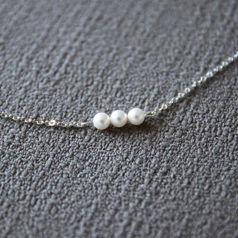 

present 2021 three beads simulated pearl Pendants & Necklaces collier femme Chain Necklace for Women Party Accessories Punk