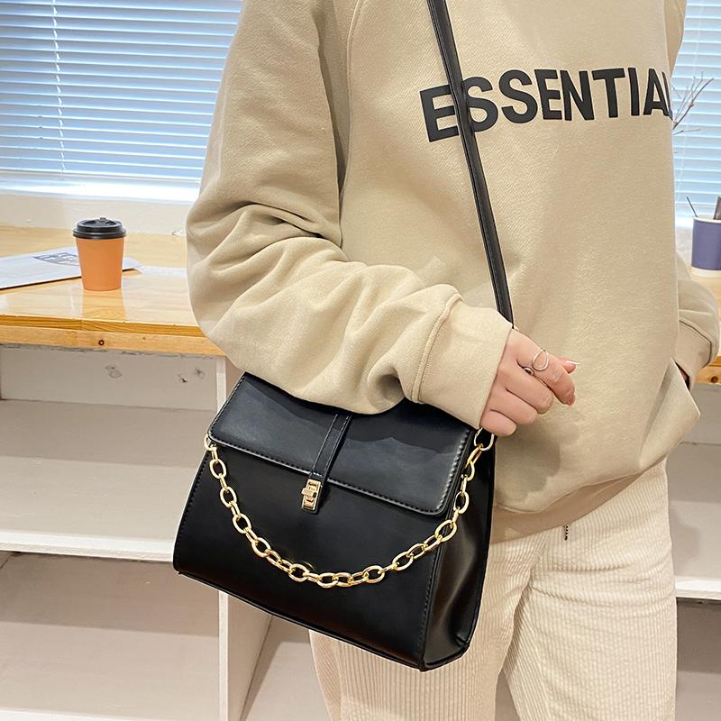 

High Quality Pu Leather Women Chain Handbags Fashion Shoulder Crossbody Bags for Women Designer Casual Ladies Messenger Bags New, Black