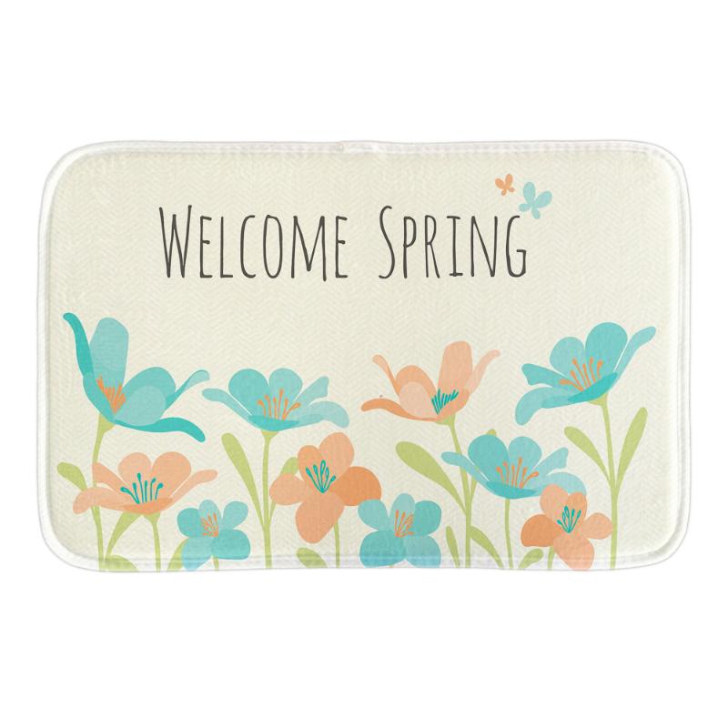 

Welcome Spriing Home Welcome Doormat Flowers Decor Door Mats For Living Room Soft Short Plush Fabric Indoor Outdoor Floor Mat, Drflo103