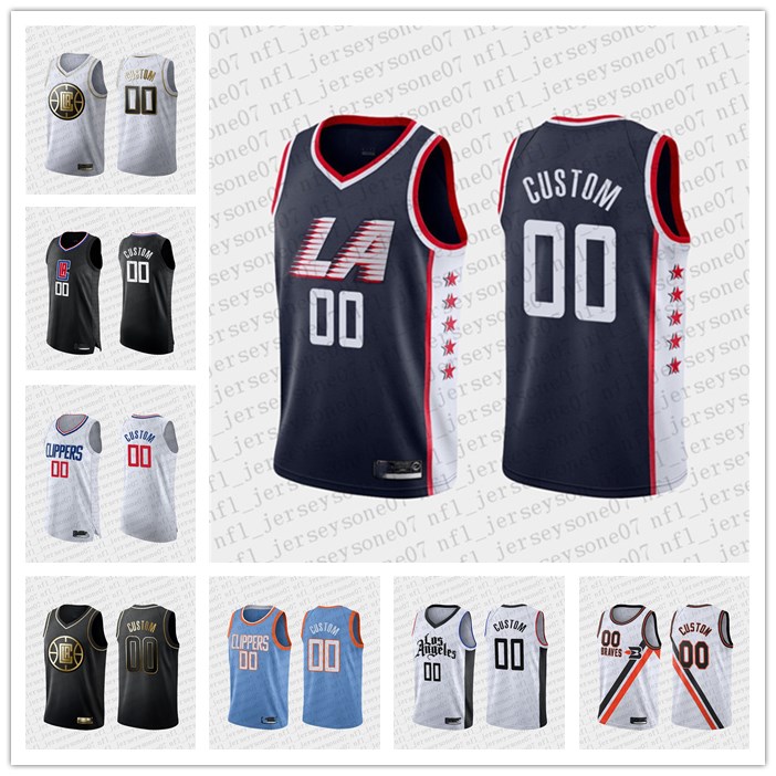 

2020 Custom Men's womens youth los angeles Clippers white purple blue black Throwback Basketball Jersey