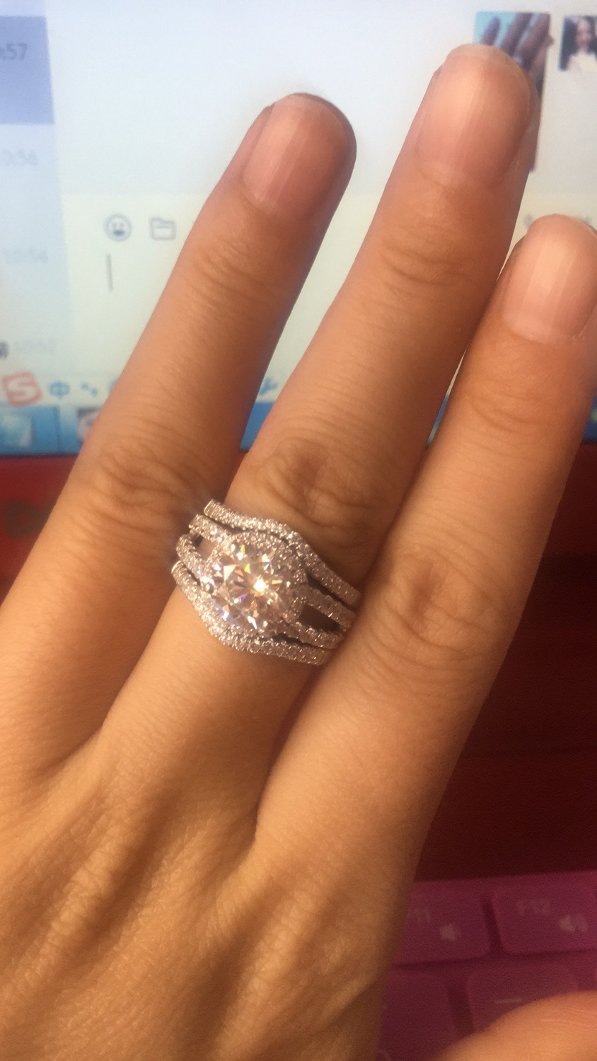 

TRS009 2 carat NSCD simulated gem Engagement rings for women, 3pcs