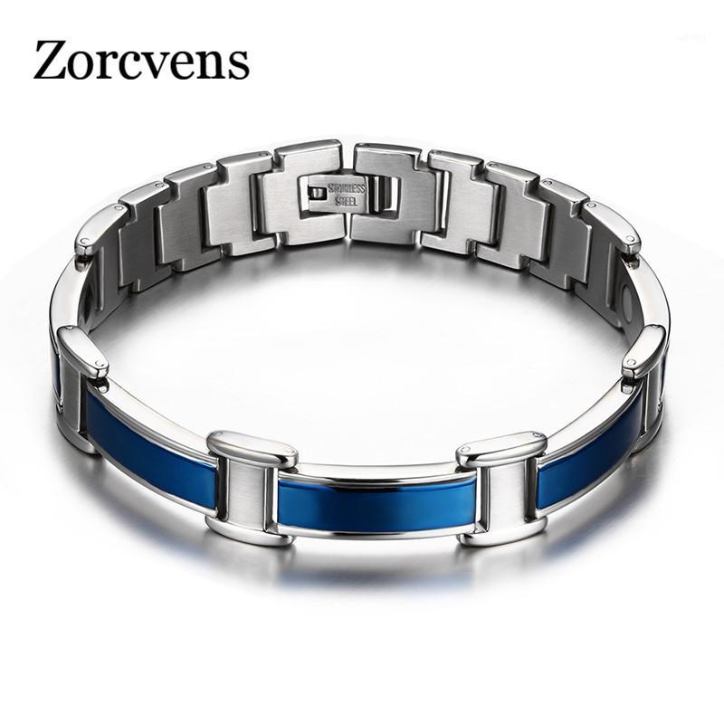 

Modyle Healthy good for body men magnetic bracelets & bangles stainless steel body care blue bracelet men for friendship gift1