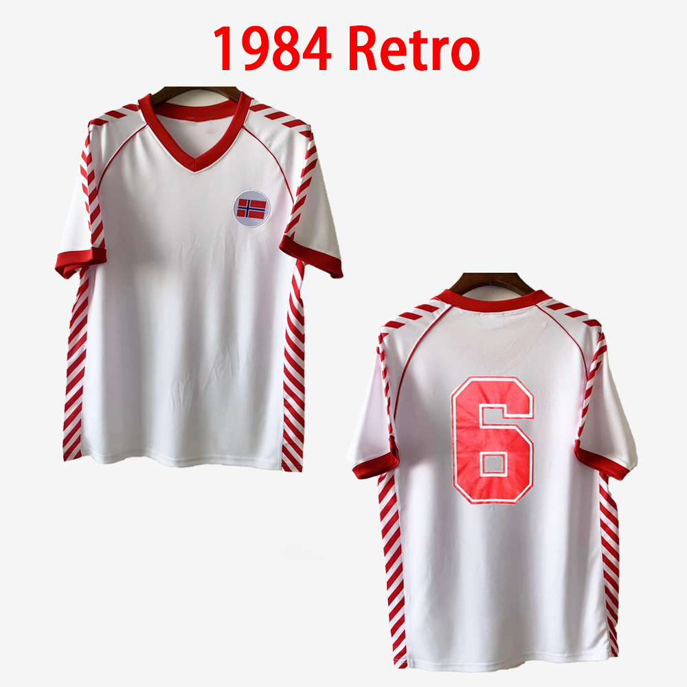 

1984 retro soccer jerseys classic vintage Ökland Thoresen Jacobsen Dokken 84 football shirt commemorate home short sleeve S-2XL