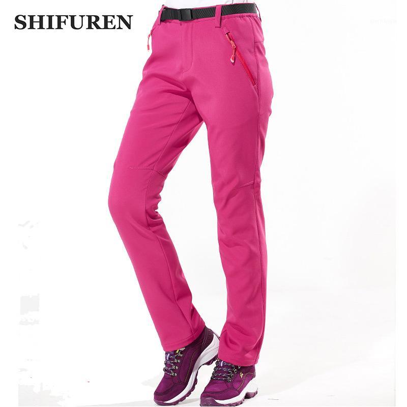 

SHIFUREN Warm Winter Women Camping Hiking Pants Waterproof Outdoor Mountaineering Ski Thermal Fleece Softshell Trousers1, Black