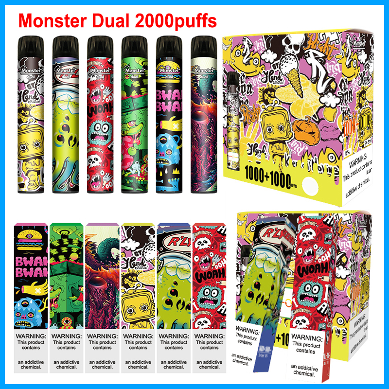

New products 2021 unique disposable device 2000 Puffs 2 in 1 disposable pen 3ml+3ml disposable vape pen VS puff bar puff plus