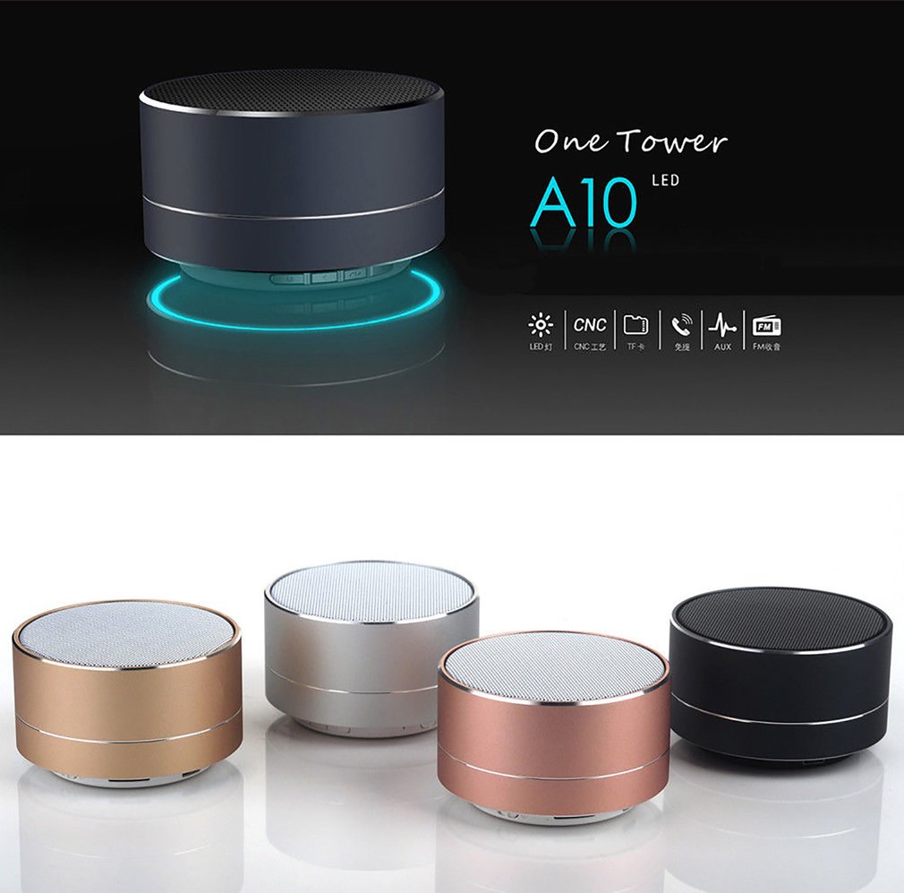

Mini Portable Speakers A10 Bluetooth Speaker Wireless Handsfree with FM TF Card Slot LED Audio Player for MP3 Tablet PC in Box