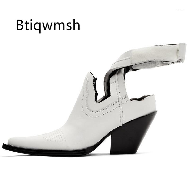 

2021 Retro Cow Leather Ankle Boots Woman Pointed Toe Embroidery Ankle Strap Wedges Cowboy Boots Summer Gladiator Sandals Women1, Black