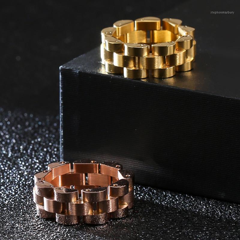

Cluster Rings Luxury Never Fade Rose Gold Blue Strap Ring Men 316L Stainless Steel Womens Jewelry Fashion 8MM Wide Finger Band Dropship1