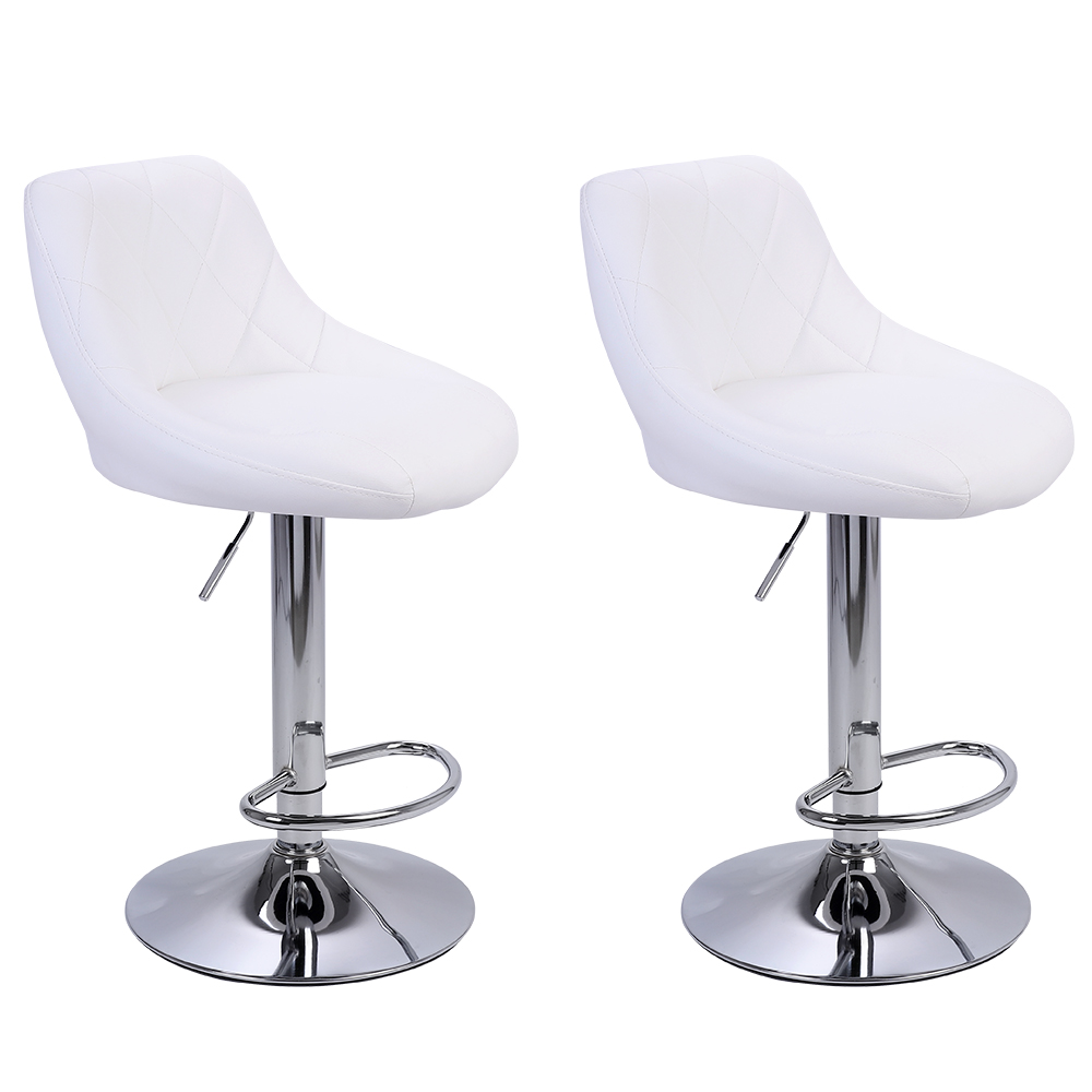 

WACO Modern Bar Stools High Tools Type, 2pcs Adjustable Chair Disk Rhombus Backrest Design Dining Counter Pub Chairs White
