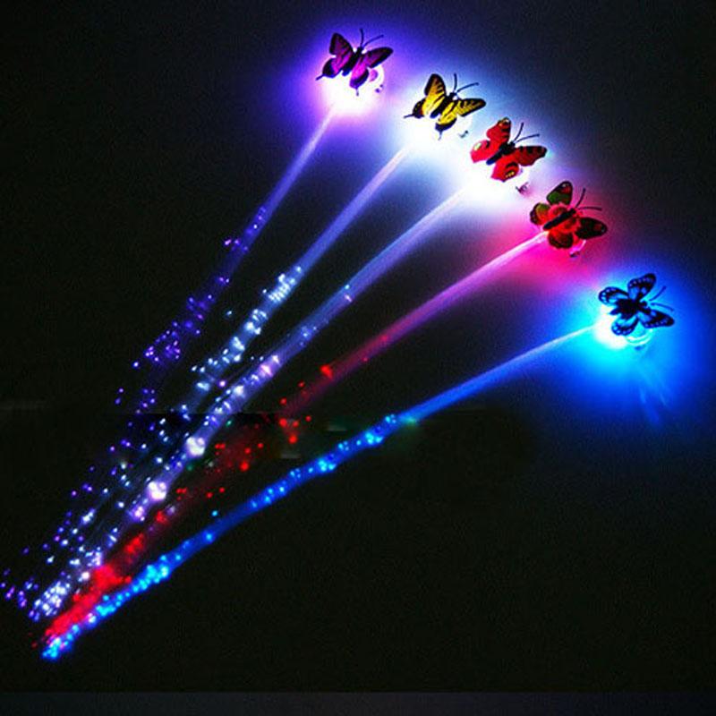 

LED Shining Glow Hair Braid Flash Fiber Hairpin Clip Luminous Butterfly Headband Luminescent LED Party Christmas Gift