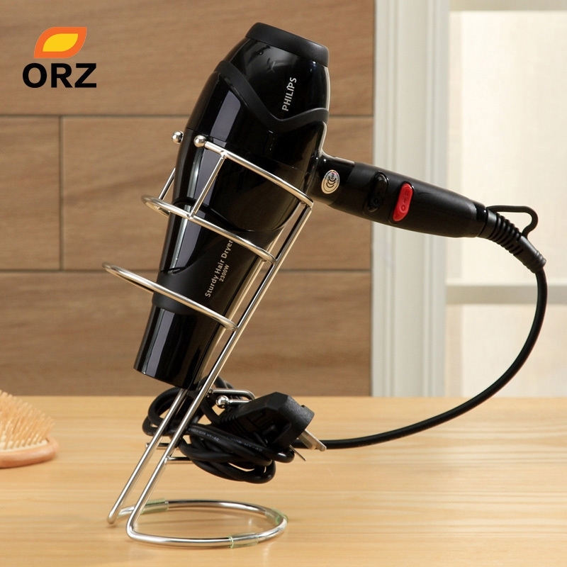 

ORZ Standing Type Hair Dryer Holder Stainless Steel Shelf Organizer Bathroom Accessories Hair Dryer Storage Rack T200413