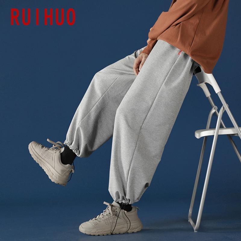 

RUIHUO Mens Solid Pants Hip Hop Harem Pants Men Clothing Mens Trousers Jogger Harajuku Sweatpants 2020 New M-4XL, Black