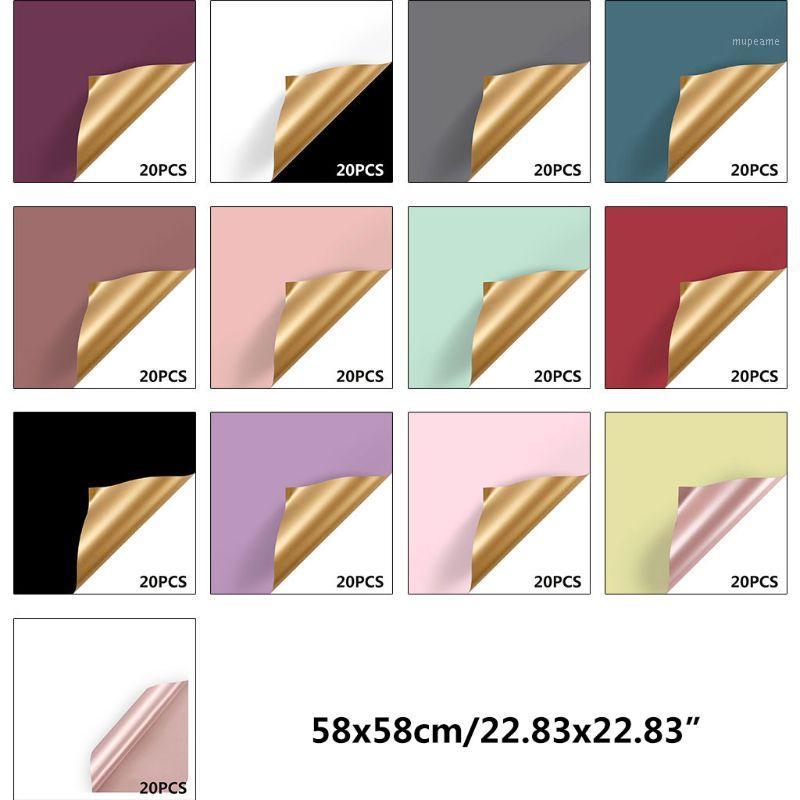 

20 Sheets 23.6X23.6 Inch Two-color Double Sided Golden Flower Wrapping Paper 449C1