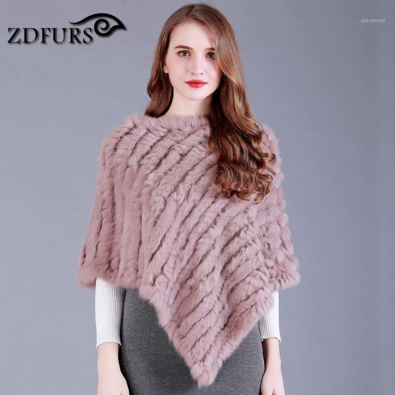 

ZDFURS * Genuine Real Women popular Fur poncho Wrap Female Party Pullover Knitted Fur Poncho ZDKR-165001-31