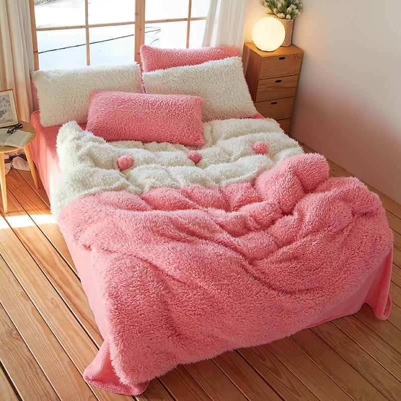 

new Long hair Fur velvet soft winter Bedding set Cashmere duvet cover set bed pillowcase& Fleece thinken warm bedcloth