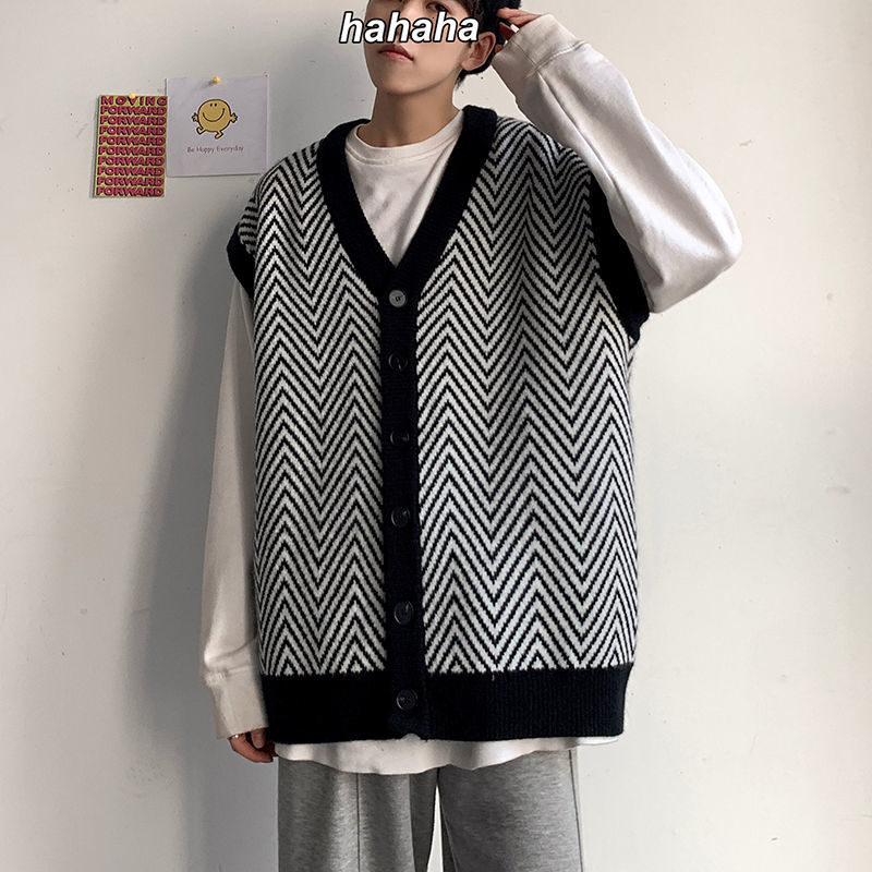 

New Camisola 2021 Masculina Outono Inverno Novo Fino Slida Retro Grosso Cardigan Solta Personalidade Juventude Roupa KLHO, Black