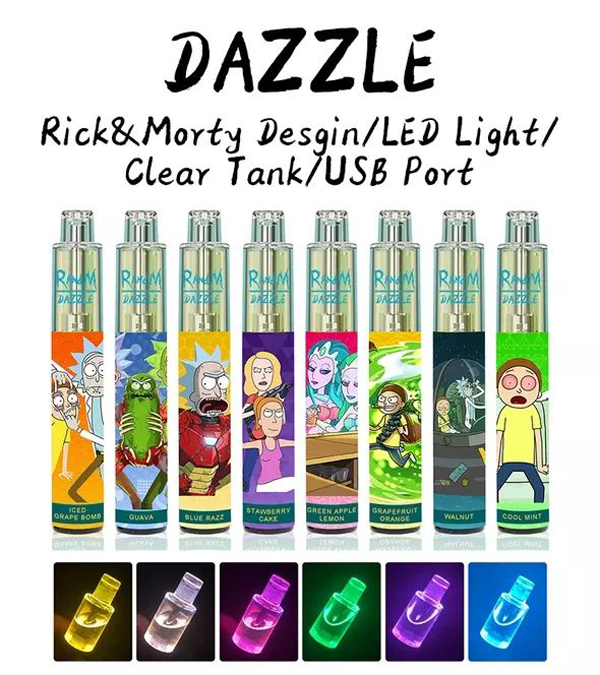 

Authentic Randm Dazzle Disposable Pod Device Kit 1100mAh Battery 2000 Puffs Prefilled 6ml Cartridge Vape Pen With RGB Light Vs Bar XXL