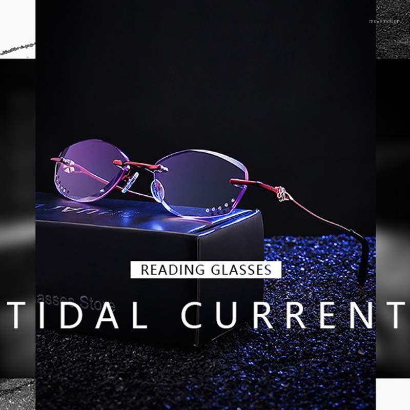 

High-end trimming ladies reading glasses frameless diamond-encrusted reading glasses for the elderly1