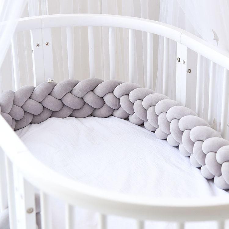 

Bedding Sets 1.5M Baby Bed Bumper Knot Pillow Cushion For Boys Girls Four Braid Cot Crib Protector Cuna Para Room Decor1, Gray