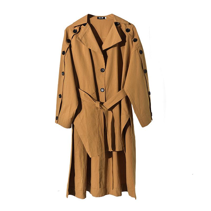 

2020 Autumn And Winter Split Front Short Back Long Profile Lace Female Jacket Autumn Leaves Yellow Cotton Windbreaker Coat C537