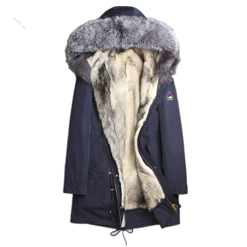 

Real Coat Natural Wolf Liner Parka Winter Men Fur Collar Warm Jacket Parkas Winterjas Heren L18-3001 Y1630, Blue