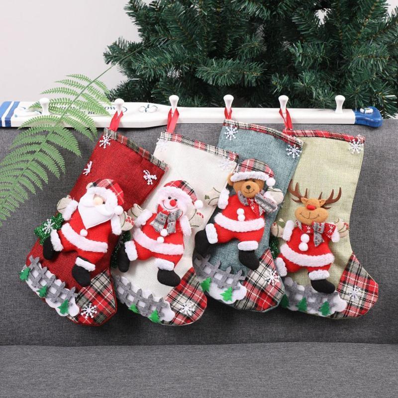 

4pcs/lot Stockings Christmas Pendant Socks Tree Ornament Christmas Hanging Decoration Gift Bag Xmas Adornos De Navidad Para Casa1
