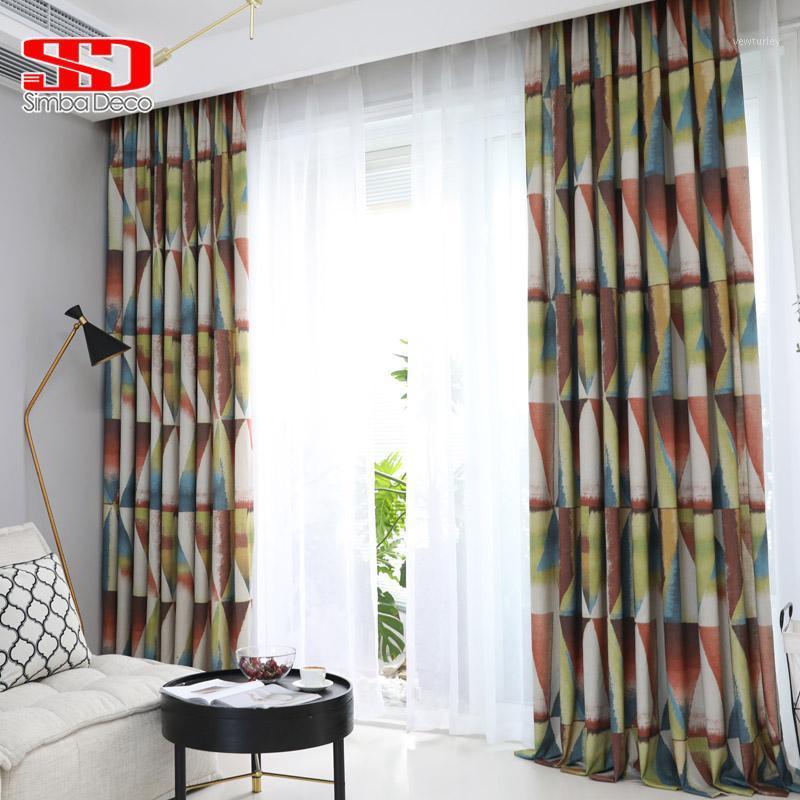 

Modern Watercolor Triangle Curtains for Living Room Printed Geometric Cotton Drapes for Bedroom Kids Window Treatments Panel1, Curtain