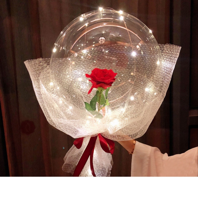 Transparent Bobo Ball LED Luminous Balloon Rose Bouquet Rose Valentines