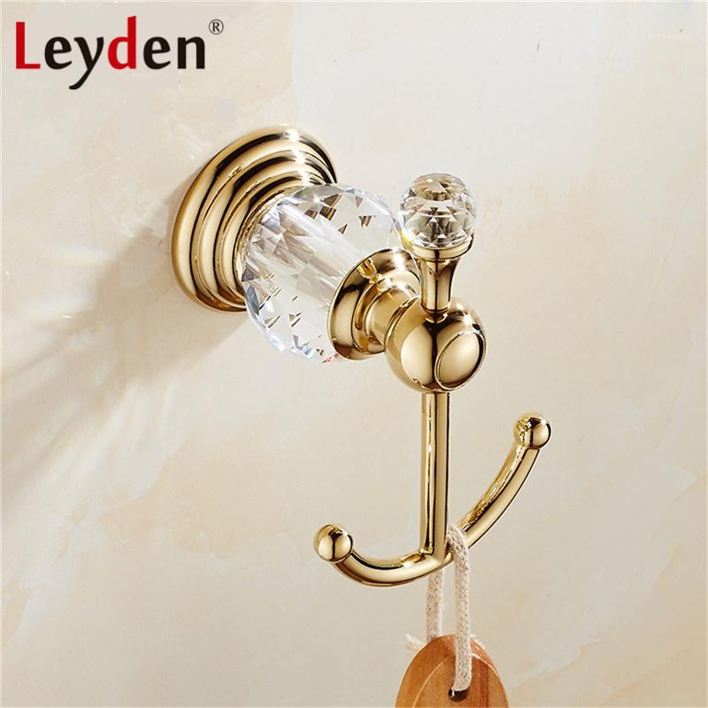 

Leyden Hot Crystal Silver/ Gold Robe Hook Hangings Towel Rack Clothes Hooks Wall Mounted Gold Hanger Bathroom Accessories1