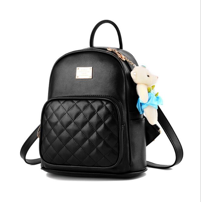 

lady Backpack Lady pu Leather fashion Mini Classics Women backpacks Kids Girl School Bag Shoulder Purse bags, Black
